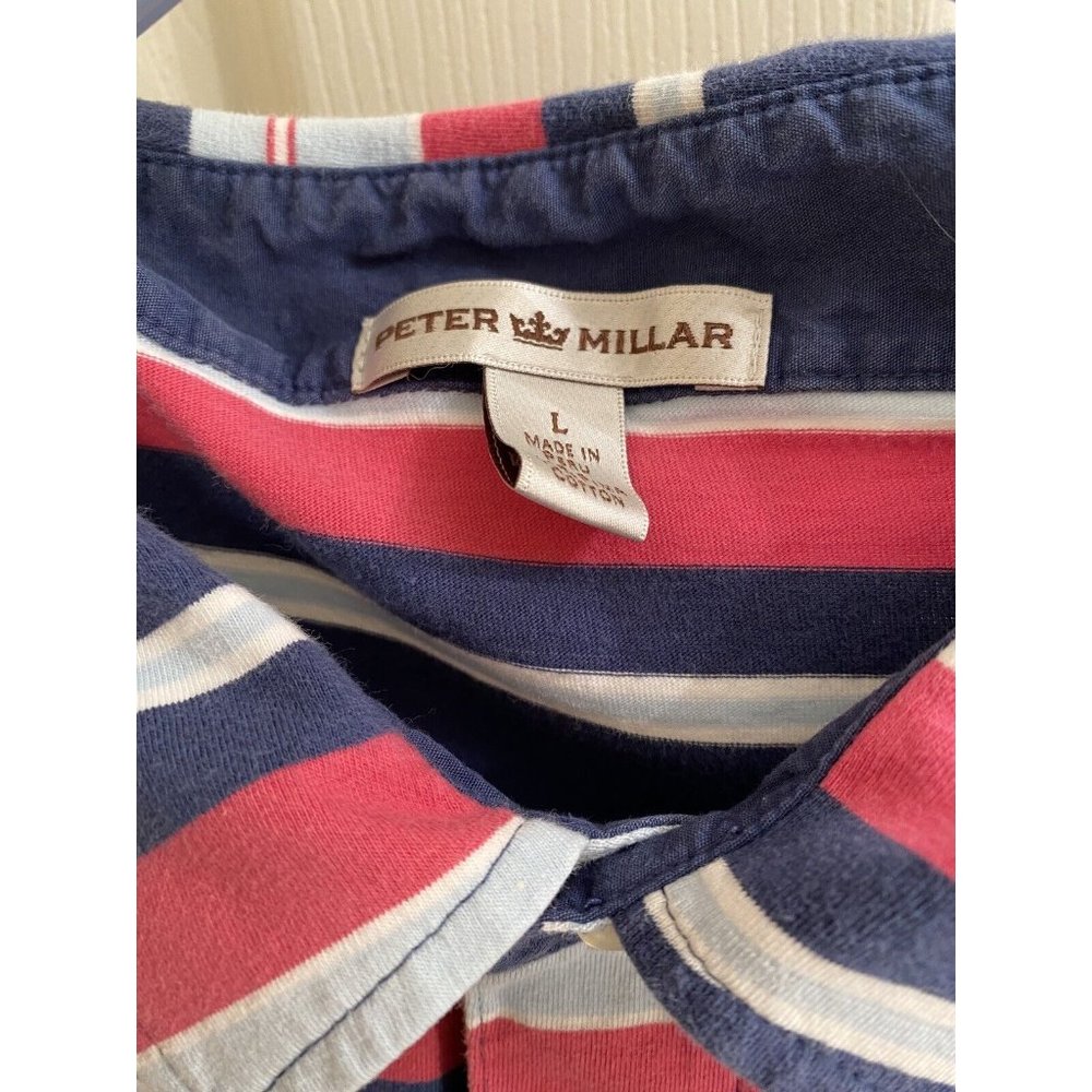 Peter Millar Mens Striped Polo Golf Shirt Large L Multi Color Striped - Picture 7 of 7